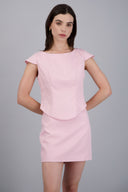 Top cuello redondo acinturado