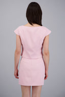 Top cuello redondo acinturado