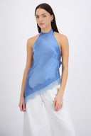 Top halter amarre satinado detalle encaje
