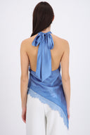 Top halter amarre satinado detalle encaje