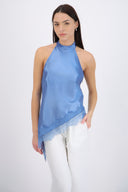 Top halter amarre satinado detalle encaje