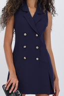Vestido blazer tableado con botones