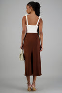Falda midi satinada lisa