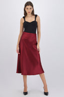 Falda midi satinada lisa