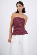 top tubo con dobles escote polka dots