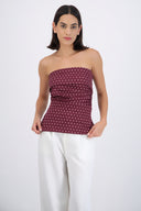top tubo con dobles escote polka dots