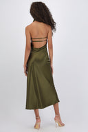 Vestido midi cuello alto espalda descubierta