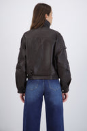 chamarra efecto piel oversized