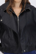 chamarra efecto piel oversized