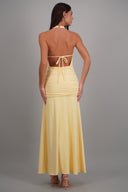 Vestido maxi escote cascada espalda descubierta