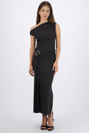 Vestido midi hombro caido detalle cadera