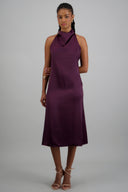 Vestido midi satinado hebilla irregular