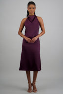 Vestido midi satinado hebilla irregular