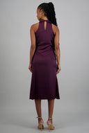 Vestido midi satinado hebilla irregular