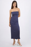 Vestido tubo doblez maxi polka dots