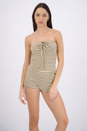 Top strapless detalle escote rayas