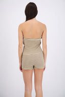 Top strapless detalle escote rayas
