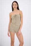 Top strapless detalle escote rayas