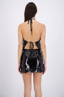 Top halter lentejuelas
