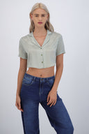 Camisa manga corta rayas satinada