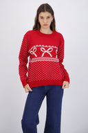 sueter navideño diseño moños