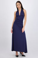 vestido maxi halter detalle drapeado