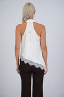 Top satin halter detalle encaje