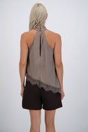 Top satin halter detalle encaje