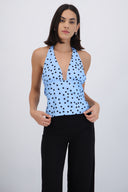 Top halter polka dots detalle brillos