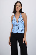 Top halter polka dots detalle brillos