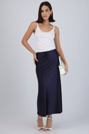 Falda midi lisa stretch