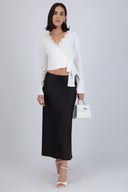 Falda midi lisa stretch