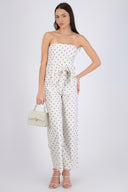Jumpsuit strapless cinto polka dots