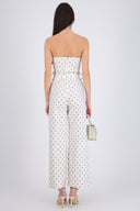 Jumpsuit strapless cinto polka dots