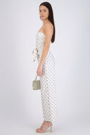 Jumpsuit strapless cinto polka dots