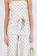 Jumpsuit strapless cinto polka dots