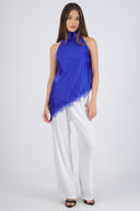 Top halter amarre satinado detalle encaje