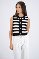 Top tejido rayas botones