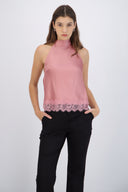 Top halter detalle encaje