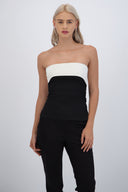 Top strapless doblez rib