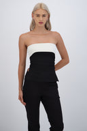 Top strapless doblez rib