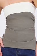 Top strapless doblez rib