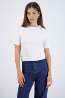 Top knit manga corta