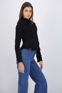 Chamarra denim alamares