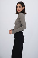 Top manga larga rib