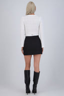 Falda mini rayas pretina contraste