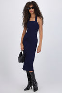 Vestido midi escote halter mezclilla