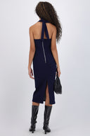 Vestido midi escote halter mezclilla