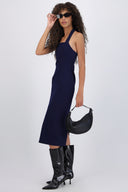 Vestido midi escote halter mezclilla