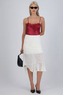 Falda midi cortes encaje